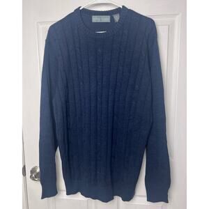 Oscar De La Renta Men's Pullover Sweater 100% Cotton Navy Blue Size XL